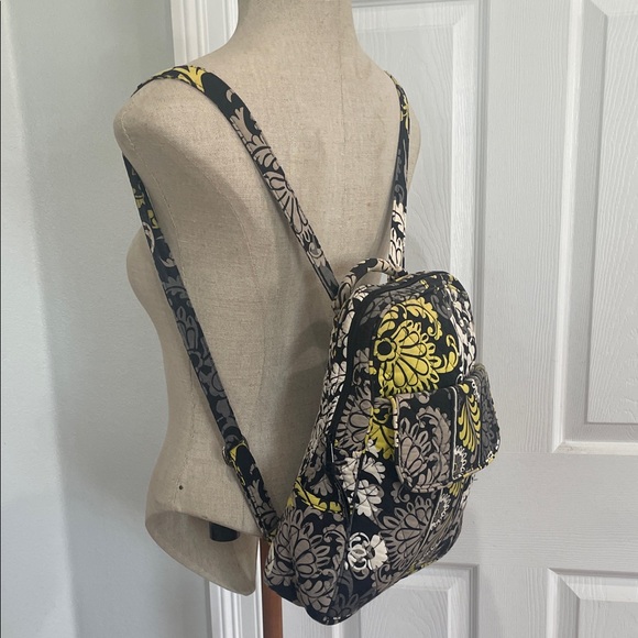Vera Bradley Baroque quilted floral Backpack travel campus school book bag black main image 15